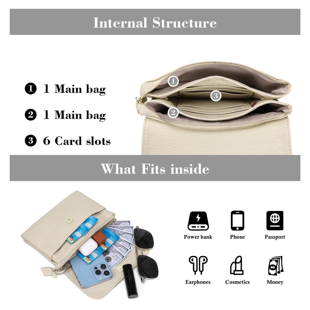 5393 RFID Blocking Small Crossbody Bags Vegan Leather Mini Travel Purses - Picture 5 of 9